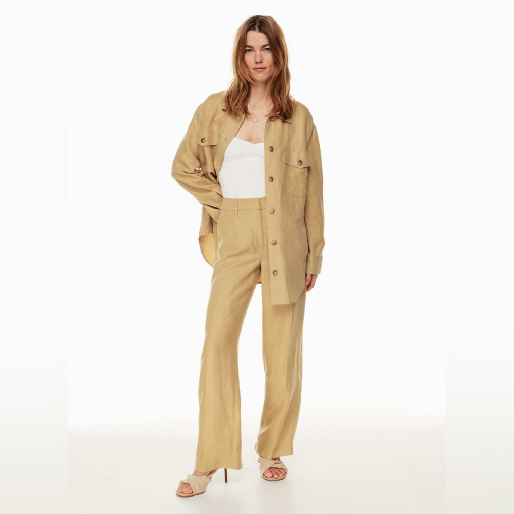 NWOT Aritzia Wilfred Author Linen Wide Leg Pant In Color Sandy Beige
